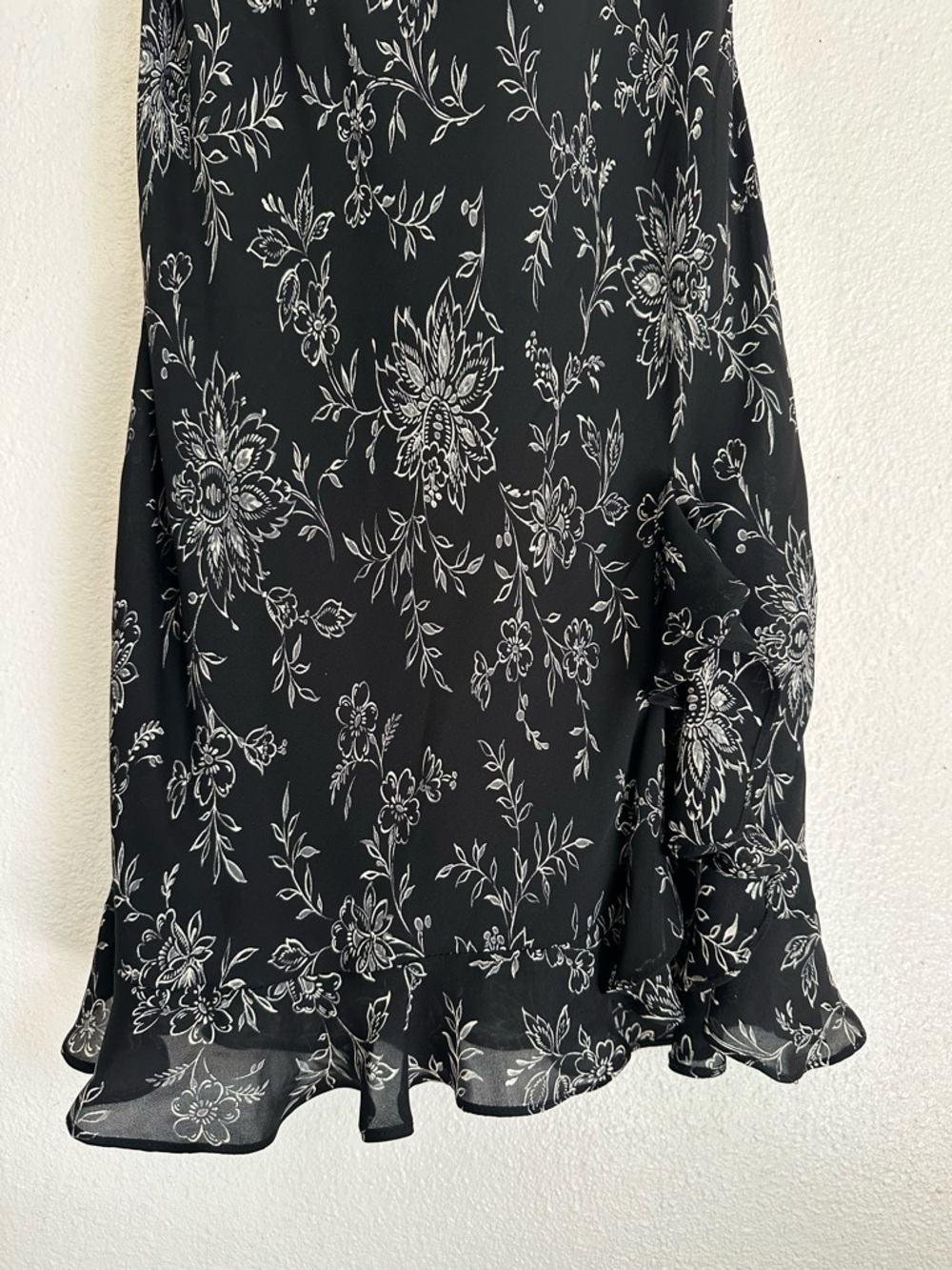 Ann Taylor Black Maxi Slip Dress with White Floral Print - Picture 2 of 5